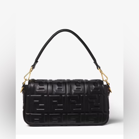 Fendi Black FF Logo Baguette Shoulder Bag - Picture 3 of 5